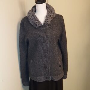 GAP Soft Charcoal Gray Textured Knit Cardigan